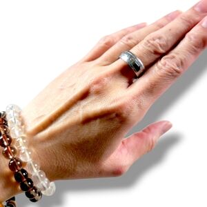 Unisex Y2K Embossed Gothic Cross Silver Tone Ring (SIZE 7)